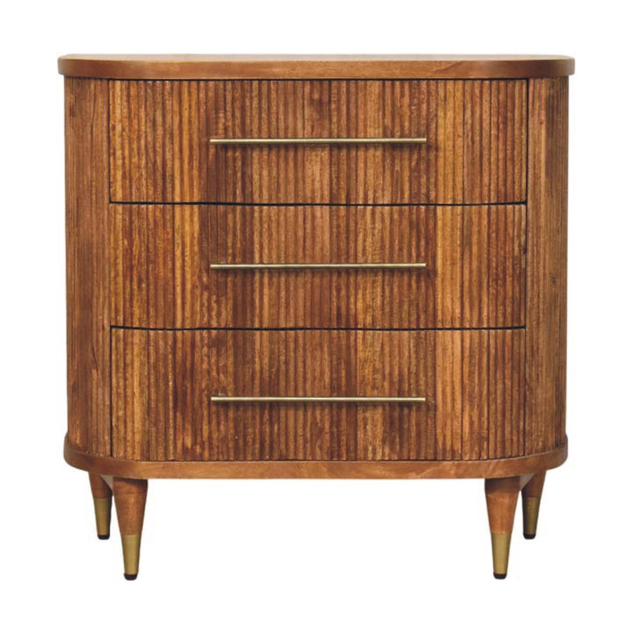 Emerson Ribbed 3-Drawer Chest of Drawers | Oak Solid Mango Wood Default Title