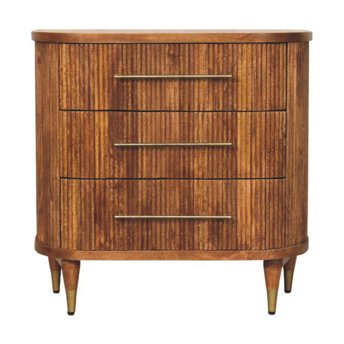 Emerson Ribbed 3-Drawer Chest of Drawers | Oak Solid Mango Wood Default Title