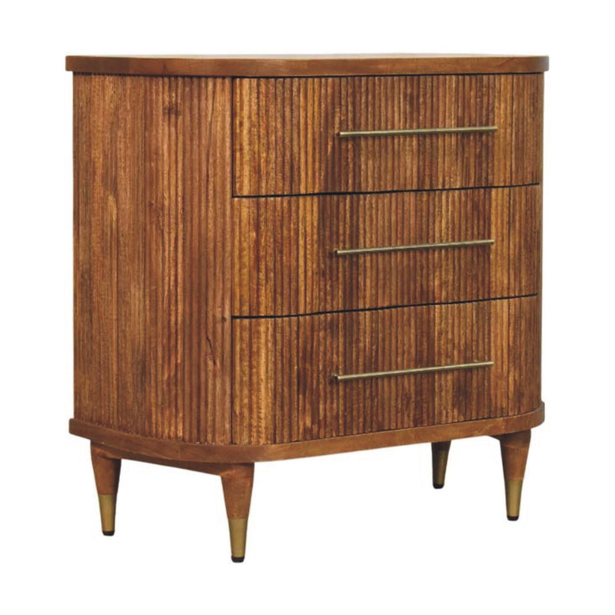 Emerson Ribbed 3-Drawer Chest of Drawers | Oak Solid Mango Wood