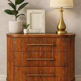 Emerson Ribbed 3-Drawer Chest of Drawers | Oak Solid Mango Wood