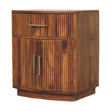 Solid Wood Curved Ribbed Bedside with Drawer Bedside | Oak Solid Mango Wood Default Title