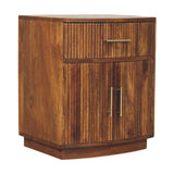 Solid Wood Curved Ribbed Bedside with Drawer Bedside | Oak Solid Mango Wood