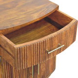 Solid Wood Curved Ribbed Bedside with Drawer Bedside | Oak Solid Mango Wood