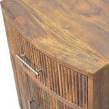 Solid Wood Curved Ribbed Bedside with Drawer Bedside | Oak Solid Mango Wood