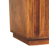 Solid Wood Curved Ribbed Bedside with Drawer Bedside | Oak Solid Mango Wood