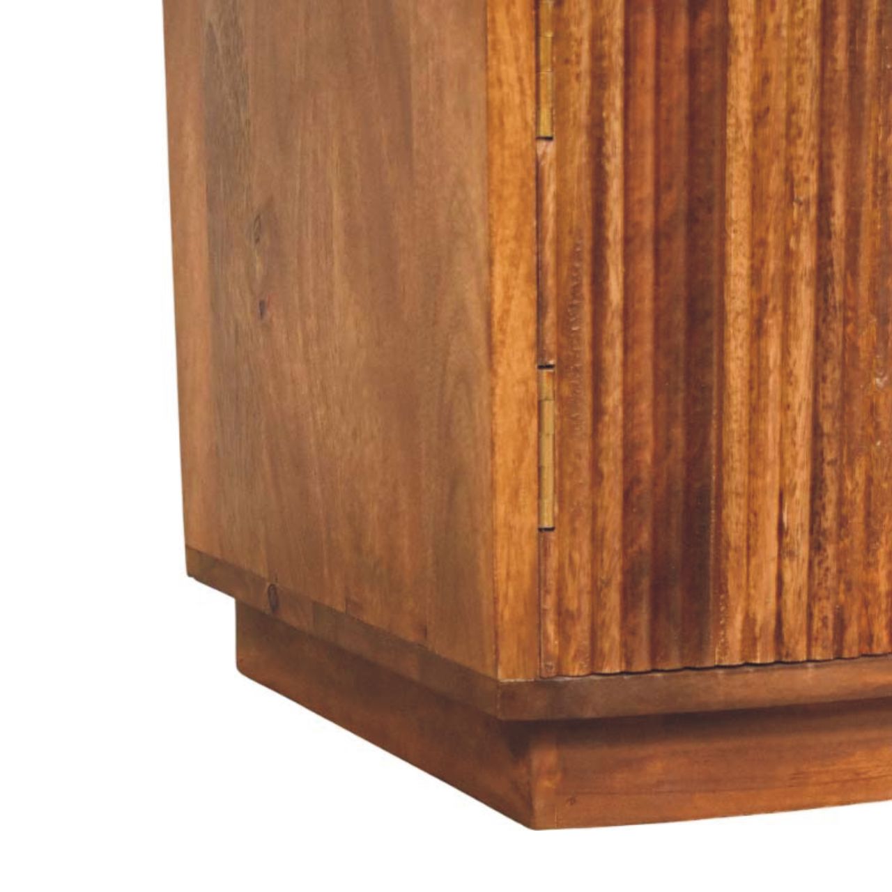 Solid Wood Curved Ribbed Bedside with Drawer Bedside | Oak Solid Mango Wood