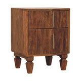 Louvre Bedside Unit Bedside Table | Oak Solid Mango Wood Fluted Default Title