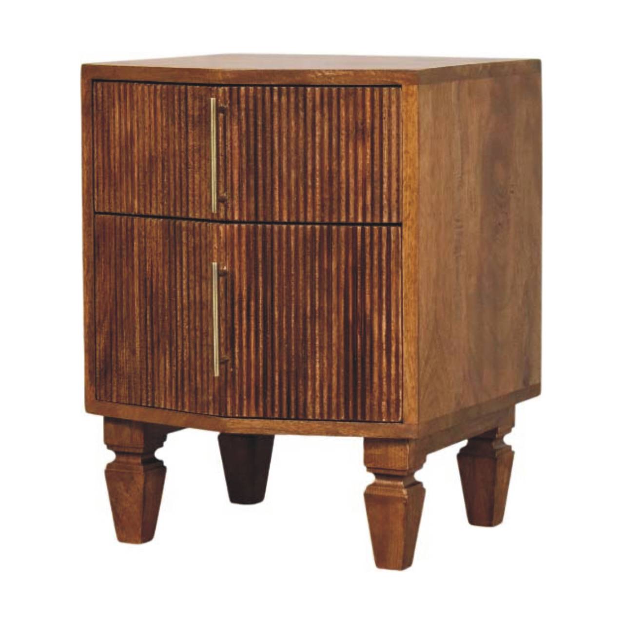 Louvre Bedside Unit Bedside Table | Oak Solid Mango Wood Fluted