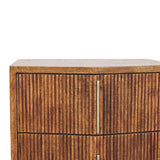 Louvre Bedside Unit Bedside Table | Oak Solid Mango Wood Fluted