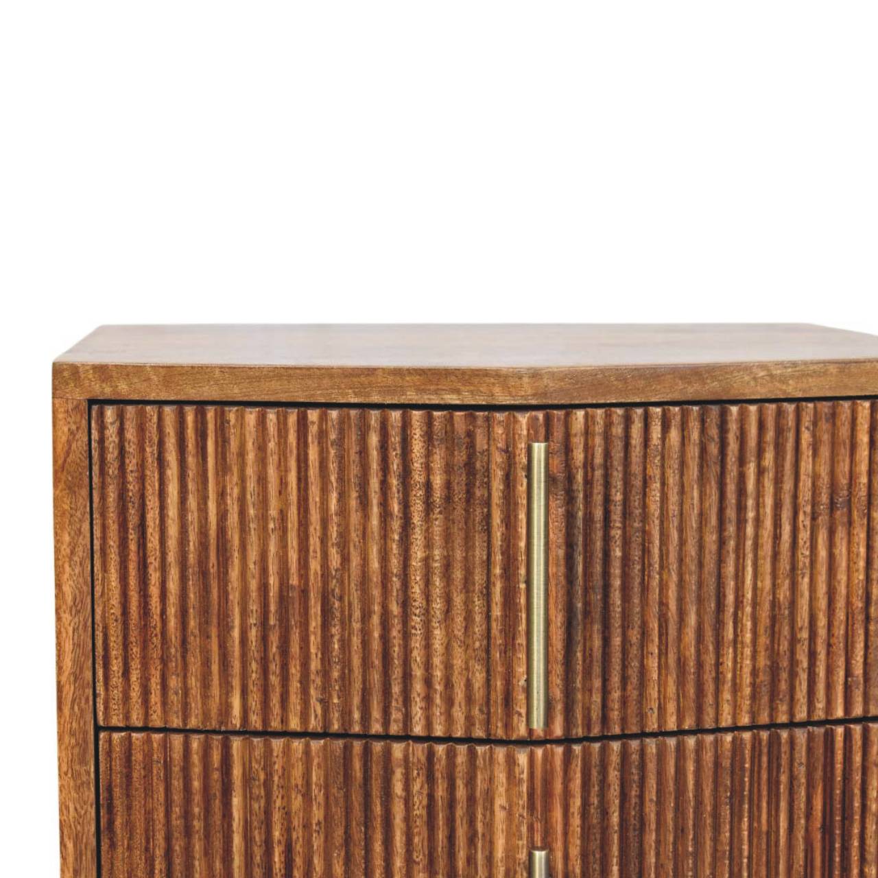 Louvre Bedside Unit Bedside Table | Oak Solid Mango Wood Fluted