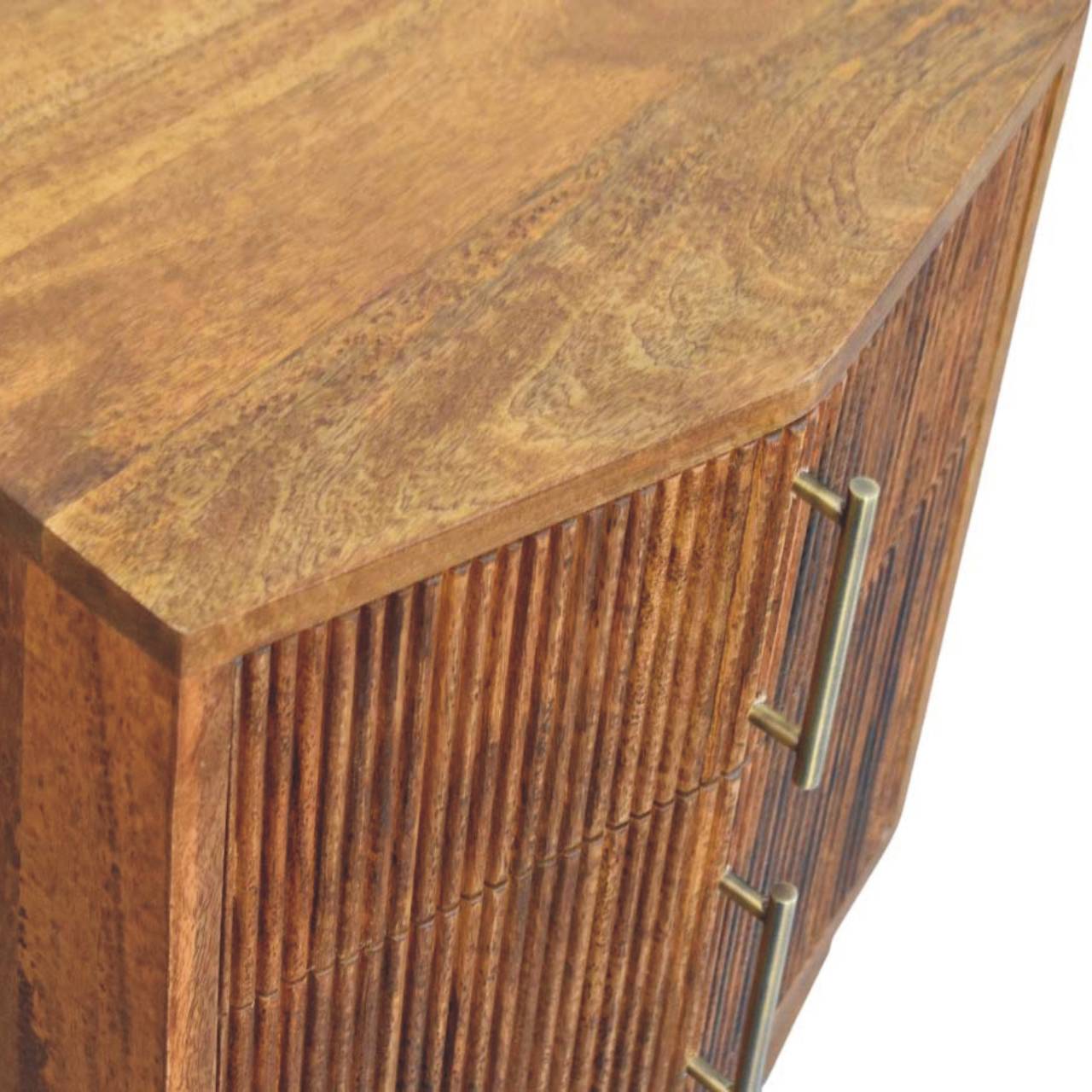 Louvre Bedside Unit Bedside Table | Oak Solid Mango Wood Fluted