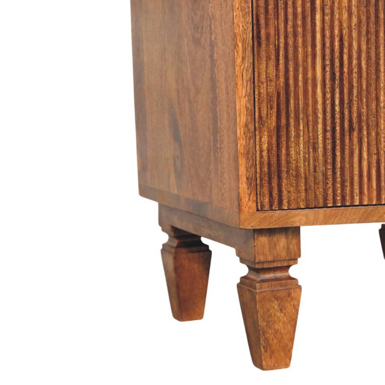 Louvre Bedside Unit Bedside Table | Oak Solid Mango Wood Fluted