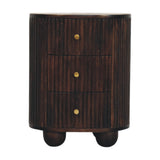 Curved Fluted 3-Drawer Bedside Table | Brass Velvet Default Title