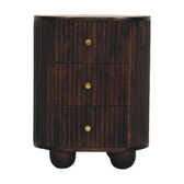 Curved Fluted 3-Drawer Bedside Table | Brass Velvet Default Title