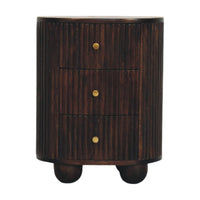 Curved Fluted 3-Drawer Bedside Table