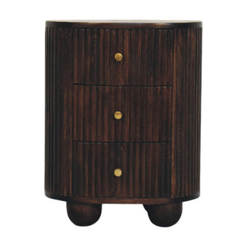 Curved Fluted 3-Drawer Bedside Table | Brass Velvet Default Title