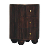 Curved Fluted 3-Drawer Bedside Table | Brass Velvet