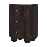 Curved Fluted 3-Drawer Bedside Table | Brass Velvet