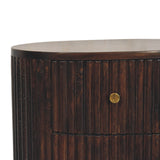 Curved Fluted 3-Drawer Bedside Table | Brass Velvet