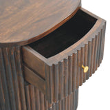 Curved Fluted 3-Drawer Bedside Table | Brass Velvet