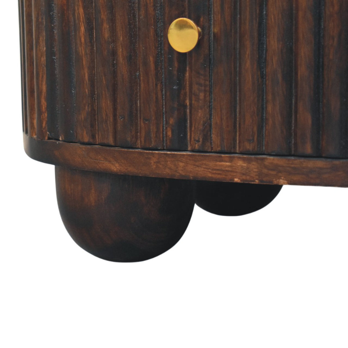 Curved Fluted 3-Drawer Bedside Table | Brass Velvet