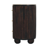 Curved Fluted 3-Drawer Bedside Table | Brass Velvet