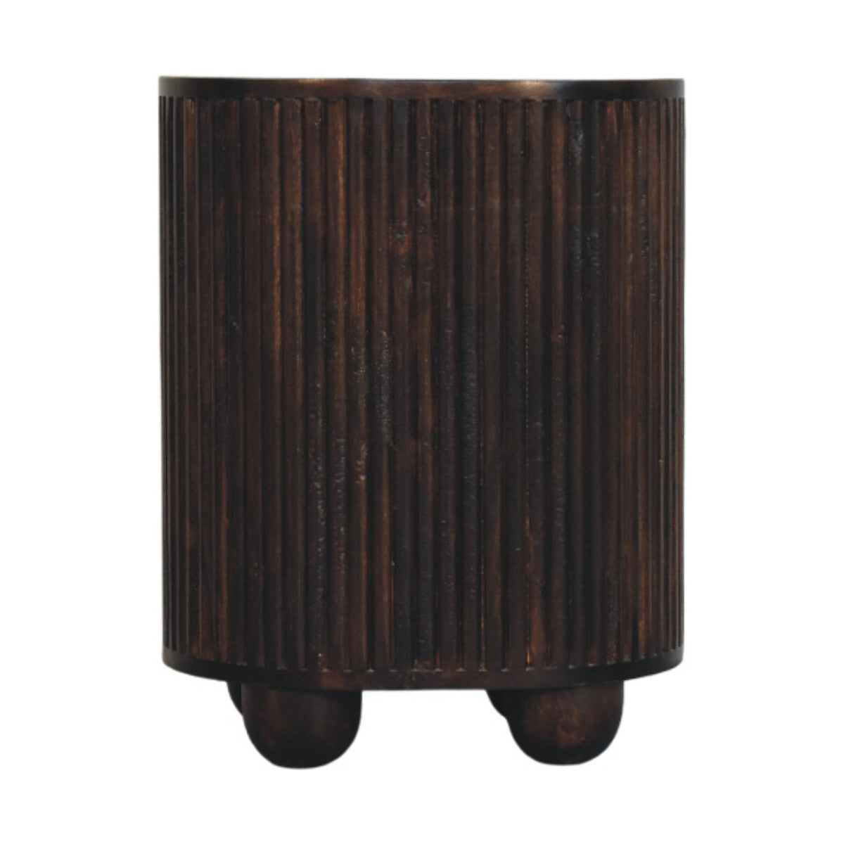 Curved Fluted 3-Drawer Bedside Table | Brass Velvet