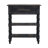 Heritage Turned-Leg Side Table Accent Piece | Brass Solid Mango Wood Default Title