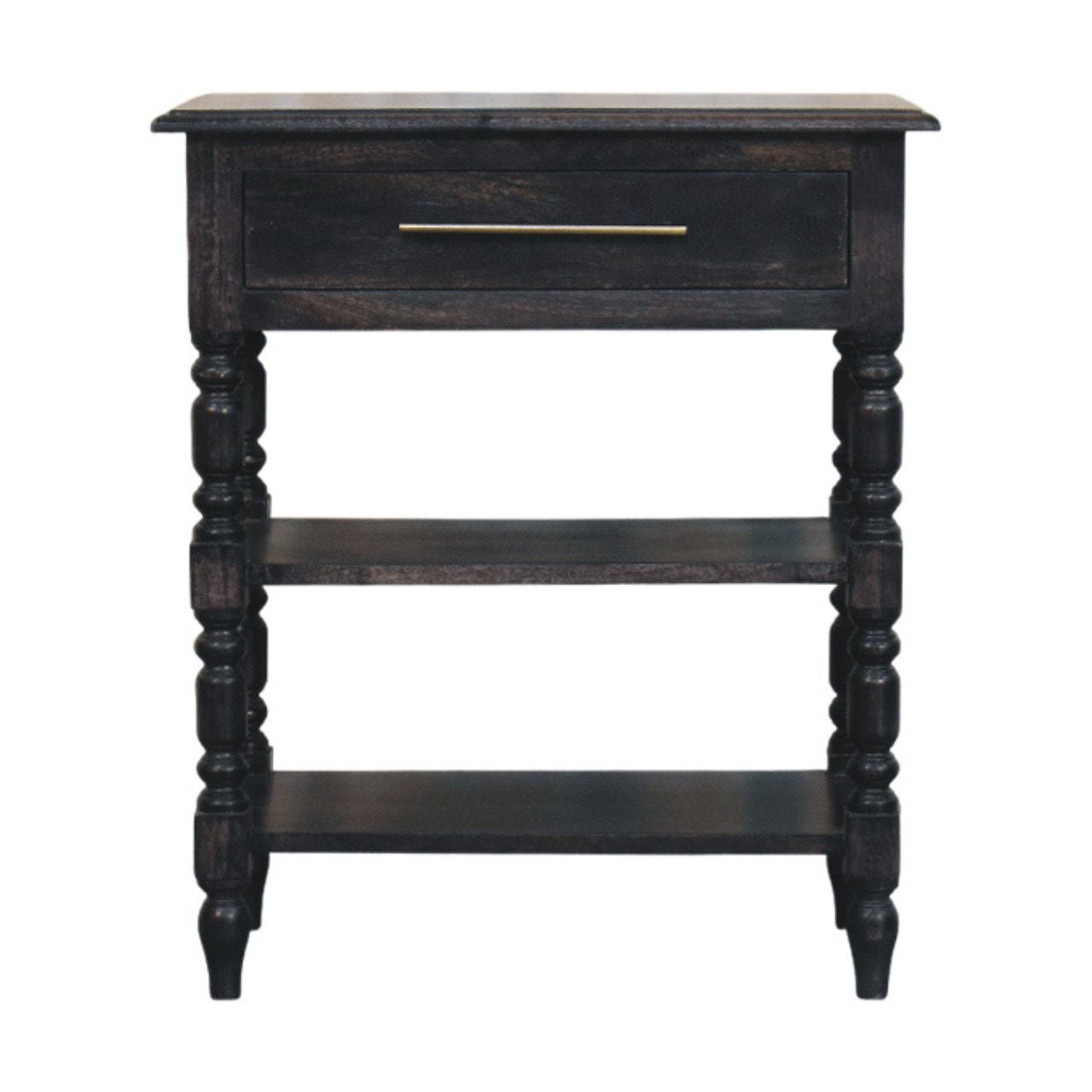 Heritage Turned-Leg Side Table Accent Piece | Brass Solid Mango Wood Default Title