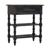 Heritage Turned-Leg Side Table Accent Piece | Brass Solid Mango Wood