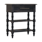 Heritage Turned-Leg Side Table Accent Piece | Brass Solid Mango Wood