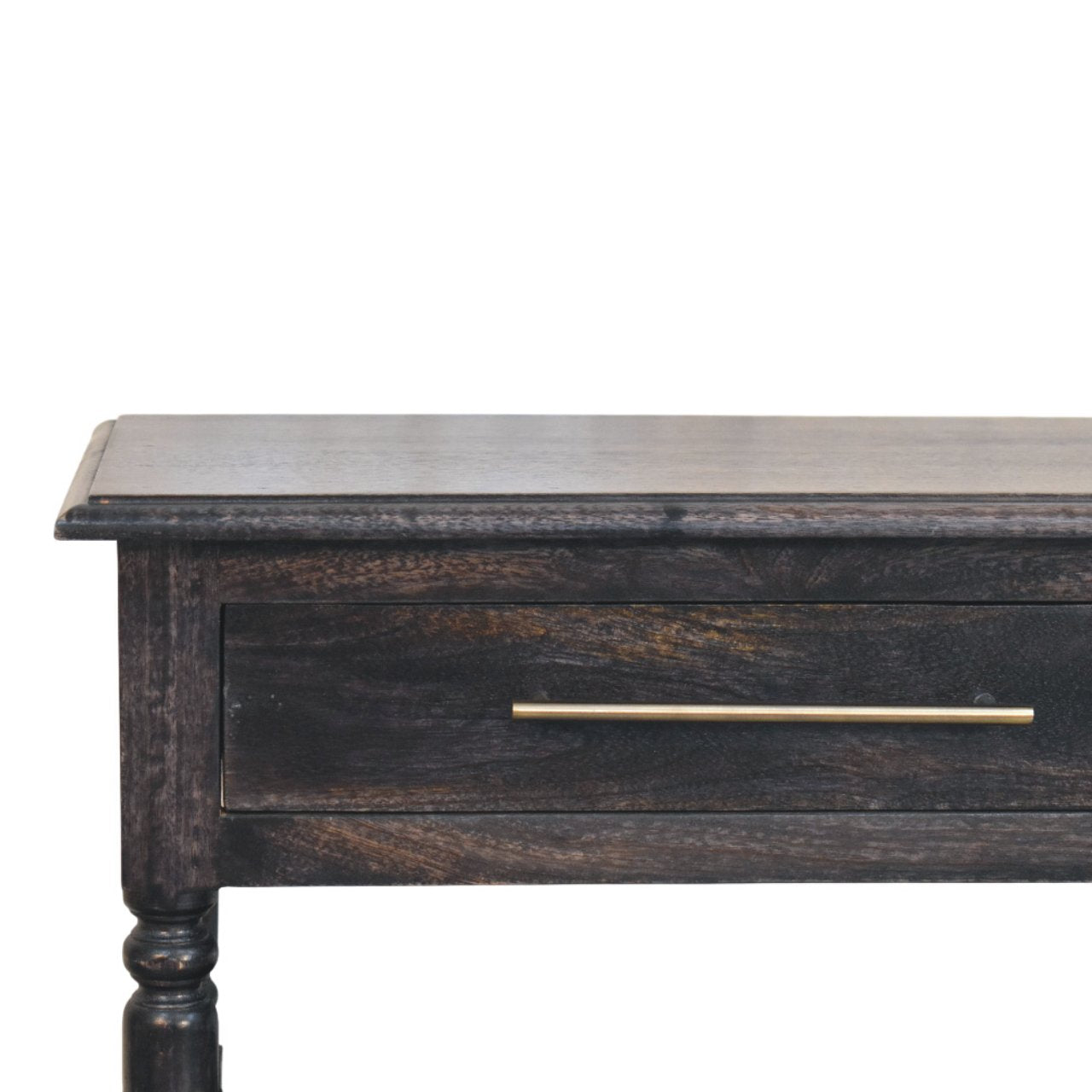 Heritage Turned-Leg Side Table Accent Piece | Brass Solid Mango Wood