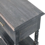 Heritage Turned-Leg Side Table Accent Piece | Brass Solid Mango Wood