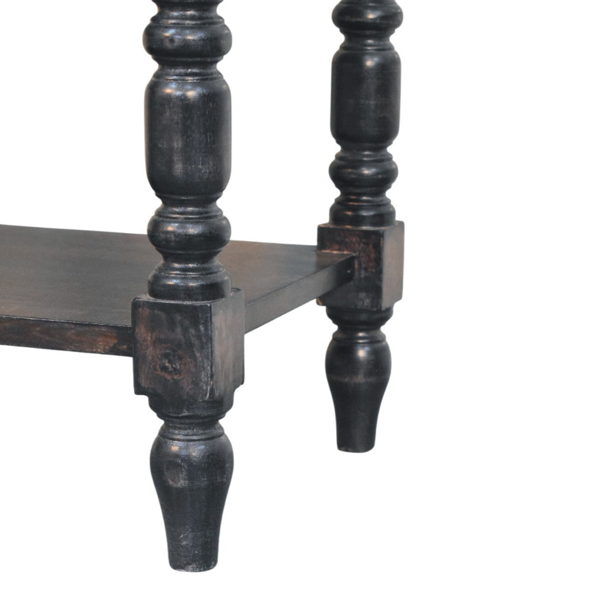 Heritage Turned-Leg Side Table Accent Piece | Brass Solid Mango Wood