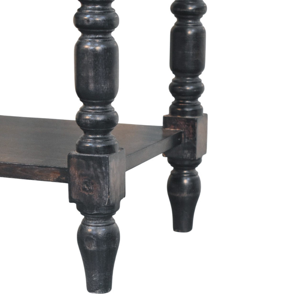 Heritage Turned-Leg Side Table Accent Piece | Brass Solid Mango Wood