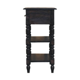 Heritage Turned-Leg Side Table Accent Piece | Brass Solid Mango Wood