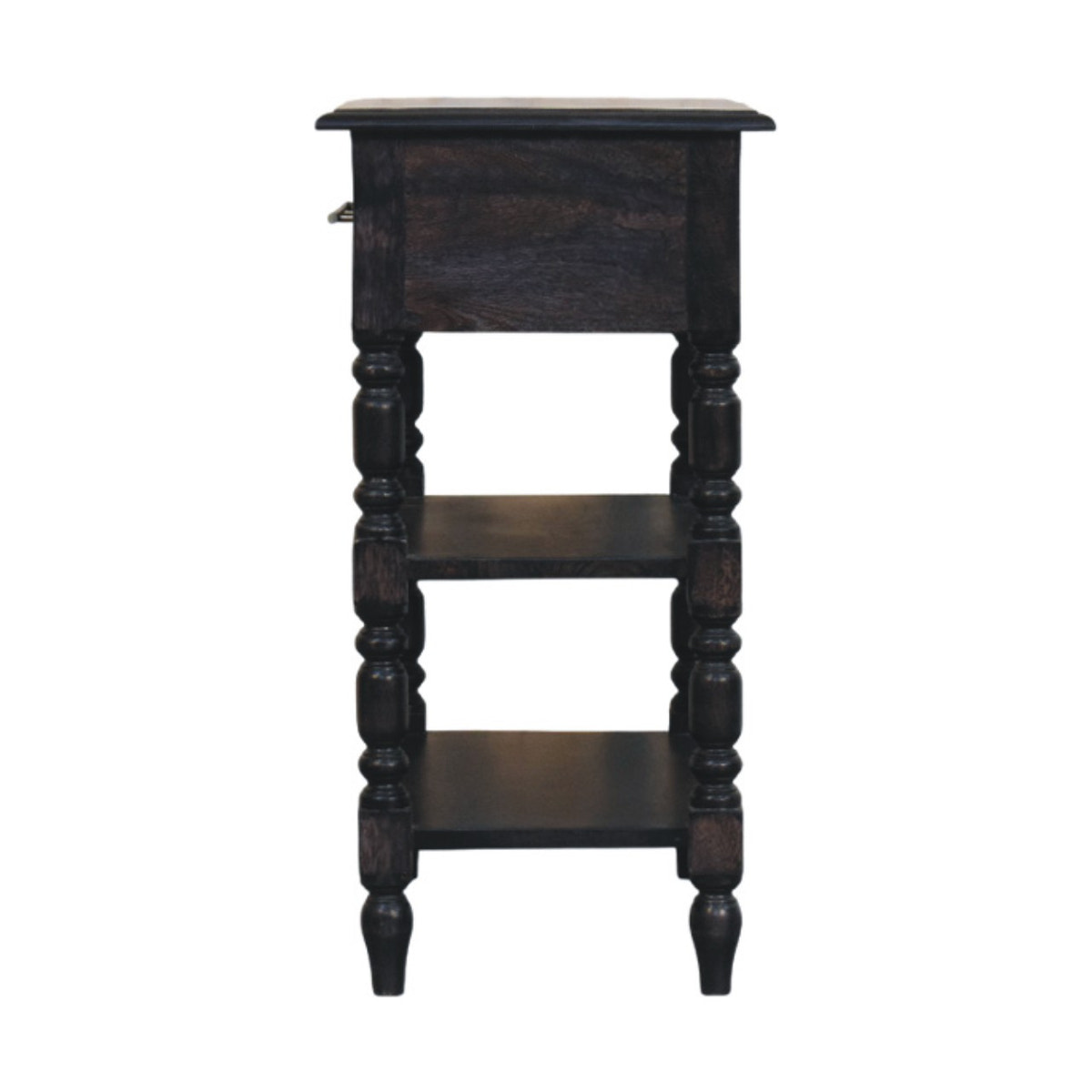 Heritage Turned-Leg Side Table Accent Piece | Brass Solid Mango Wood