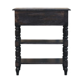 Heritage Turned-Leg Side Table Accent Piece | Brass Solid Mango Wood