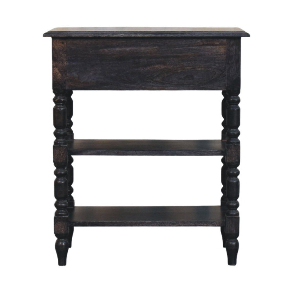 Heritage Turned-Leg Side Table Accent Piece | Brass Solid Mango Wood