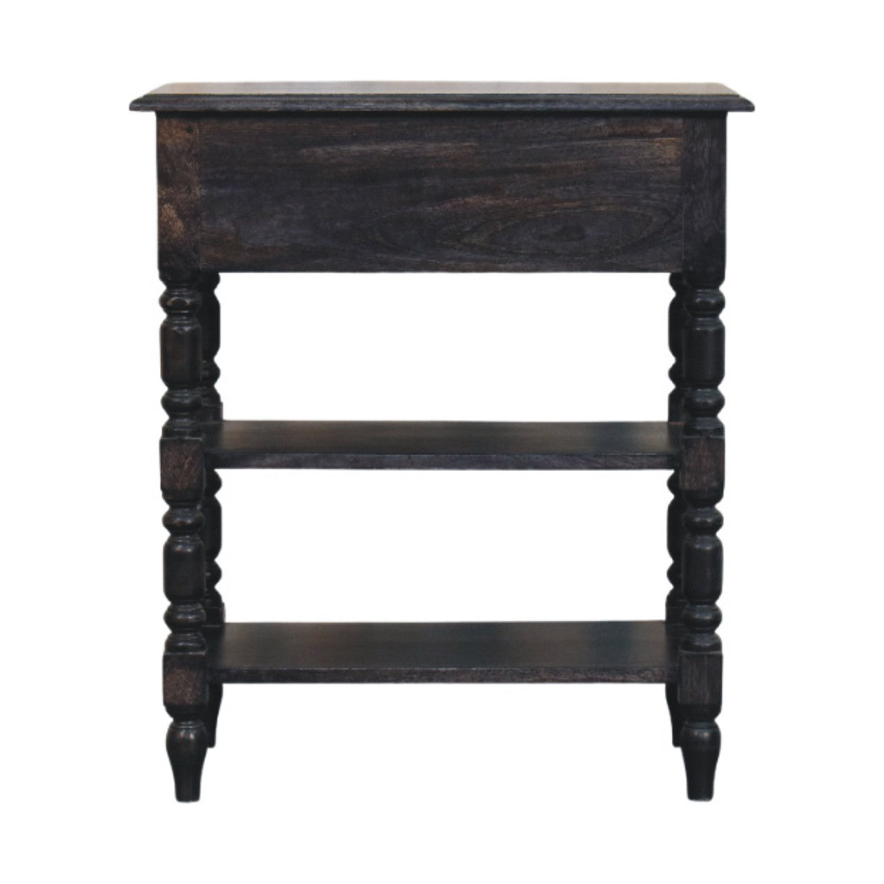 Heritage Turned-Leg Side Table Accent Piece | Brass Solid Mango Wood