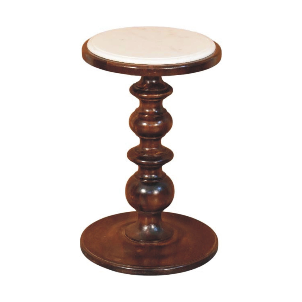 Bellmont Marble-Top Side Table Accent Piece | Chestnut Solid Mango Wood