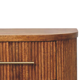 Ribbed Bedside with Brass Accents Bedside Table | Oak Solid Mango Wood