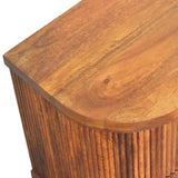 Ribbed Bedside with Brass Accents Bedside Table | Oak Solid Mango Wood