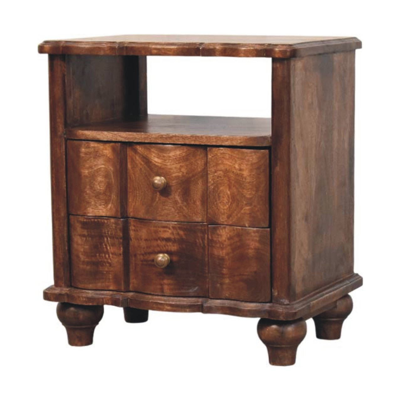 2-Drawer Bedside with Open Shelf Bedside Table