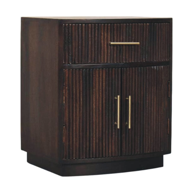 Milan Bedside Table | Brass Velvet Fluted