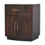 Milan Bedside Table | Brass Velvet Fluted