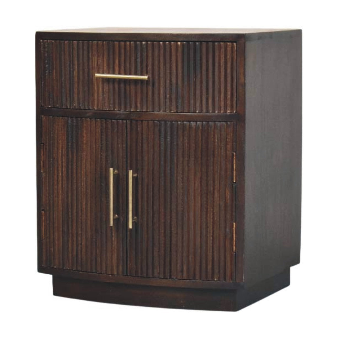 Milan Bedside Table | Brass Velvet Fluted