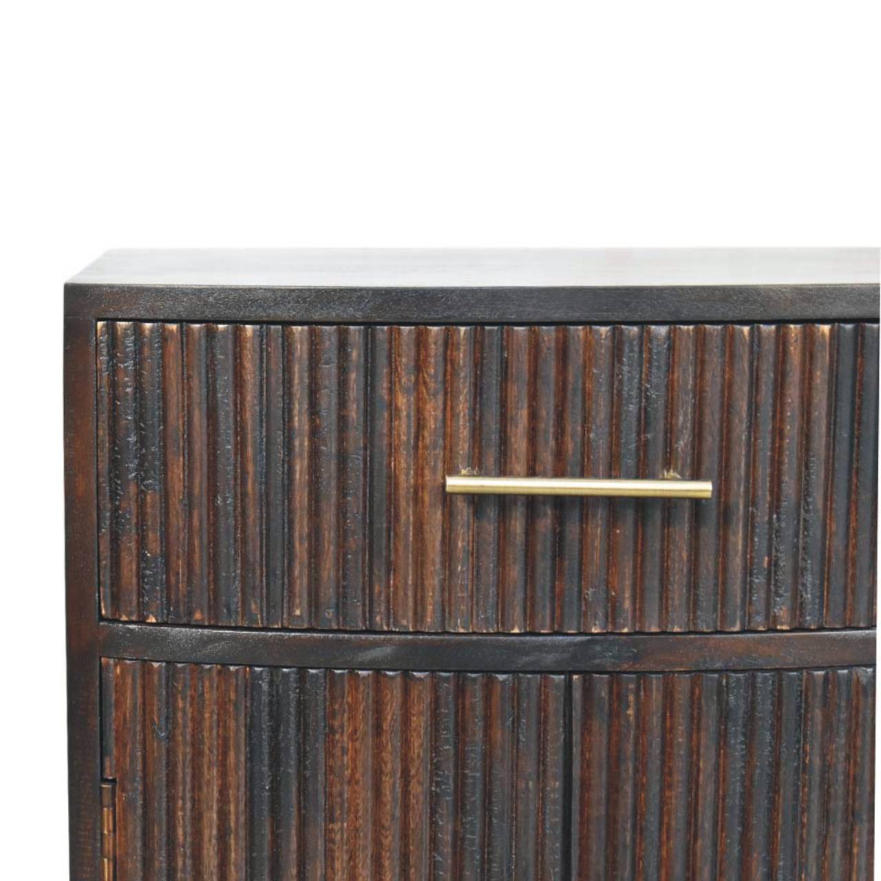 Milan Bedside Table | Brass Velvet Fluted