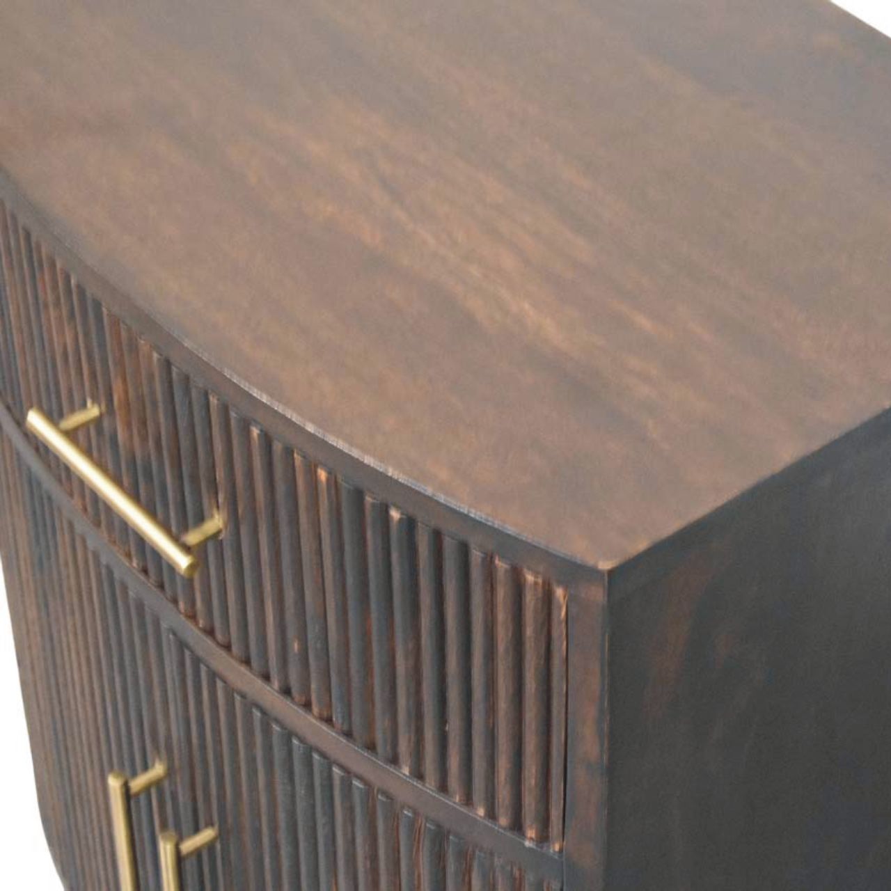 Milan Bedside Table | Brass Velvet Fluted