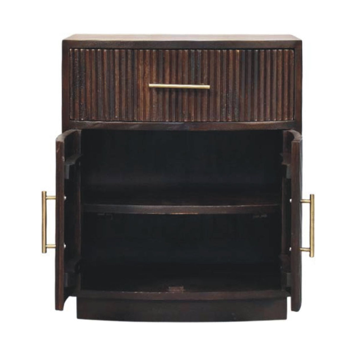 Milan Bedside Table | Brass Velvet Fluted